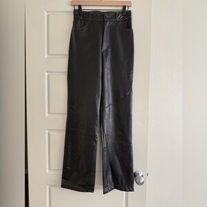 Zara Women’s Faux Leather Brown Stitching Pants Size XS